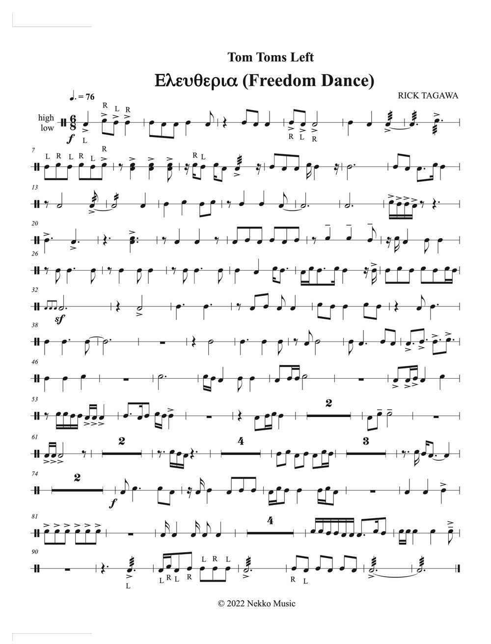 Tom Toms Left Music for Eleutheria
